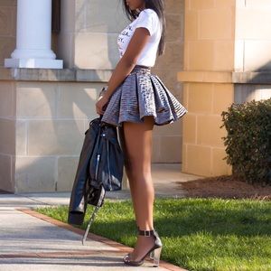 I AM WORTHY Charcoal gray High Waist Pleated Skirt (Run Small- Size up)